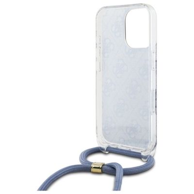 6. Guess Crossbody Cord 4G Print Case for iPhone 16 Pro Max - Blue