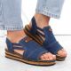 3. Comfortable Rieker W RKR684 jeans platform sandals