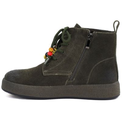 3. Women's leather ankle boots with thick soles, green Artiker 59C1132