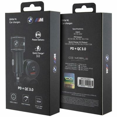 3. BMW charger BMCCMUSBCK PD-QC 3.0 20W Fast Charge black/black M Edition