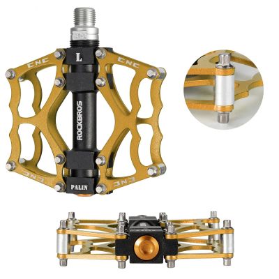 4. Rockbros JT201012LG 2010-12L Aluminum Platform Bicycle Pedals - Gold