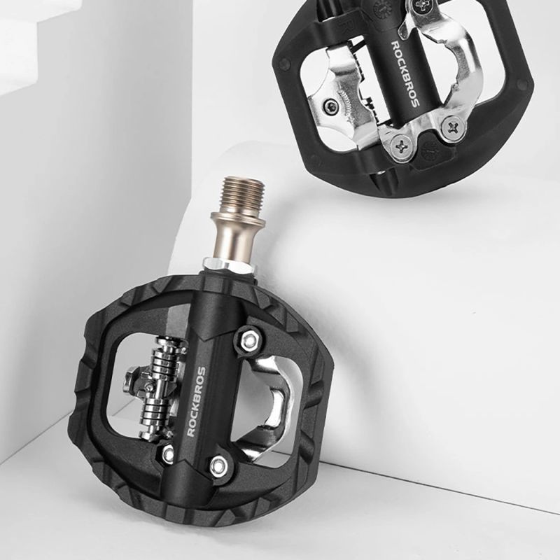 7. Rockbros M108 Nylon Half-Lock Double-Sided Bicycle Pedals - Black
