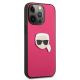 4. Karl Lagerfeld Leather Ikonik Karl's Head Metal Case for iPhone 13 Pro / 13 6.1" - Pink