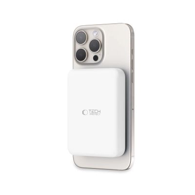 9. Tech-Protect LifeMag PB11 Powerbank with MagSafe 10000mAh 15W USB-C port - white + USB-C cable