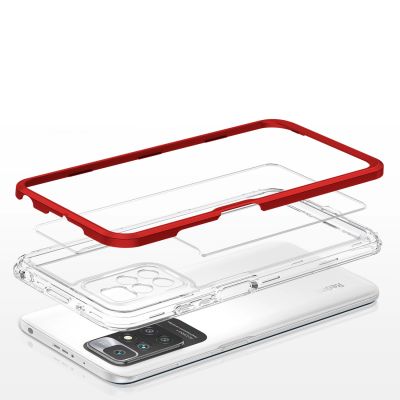 5. Clear 3in1 Case for Xiaomi Redmi 10 Frame Gel Cover Red
