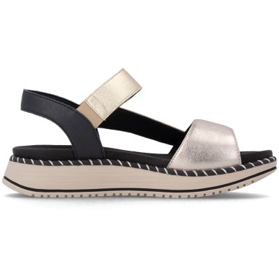 2. Women's metallic gold leather platform sandals Remonte by Rieker D3J50-90