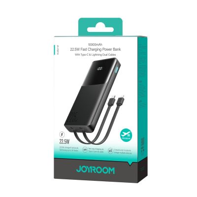 7. Joyroom JR-PBF19 22.5W 10000mAh Powerbank with Two Built-in Cables - Black