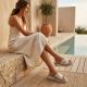 6. Women's beige leather wedge sandals S.Barski 7002