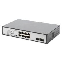 Digitus Unmanaged desktop network switch 8x RJ45 Gb/s (including 6xPoE) + 2x SFP, PoE++ max budget 180W