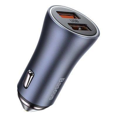 3. Baseus Golden Contactor Pro fast car charger 2x USB 40 W Quick Charge SCP FCP AFC + USB cable - USB Type C gray (TZCCJD-A0G)