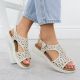 2. Women's cream openwork elevated sandals Sergio Leone SK-850