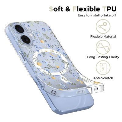 4. Tech-Protect FlexAir MagSafe Case for iPhone 17 - Daisies with Leaves
