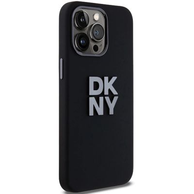 4. DKNY Liquid Silicone Metal Logo iPhone 15 Pro Case - Black