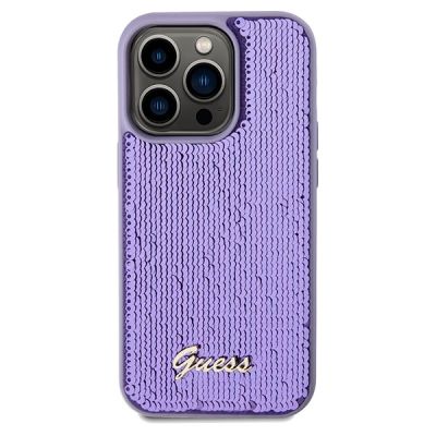 3. Guess Sequin Script Metal case for iPhone 14 Pro Max - purple
