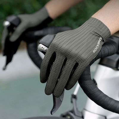 2. Rockbros Breathable Full Finger Cycling Gloves, Size: L - Green