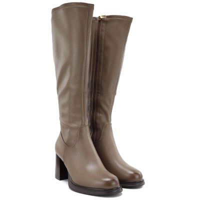 4. Women’s Khaki Heeled Boots Potocki SZ12861