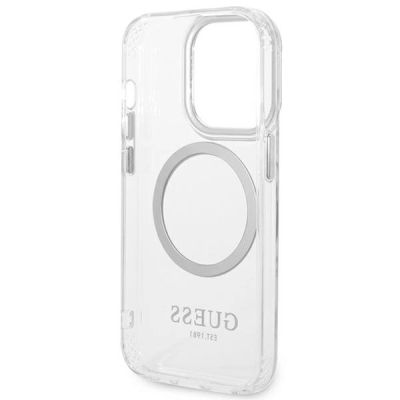 7. Guess GUHMP14LHTRMS iPhone 14 Pro 6.1" silver/silver hard case Metal Outline Magsafe