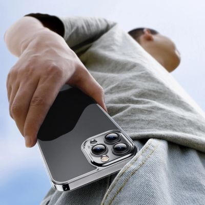 13. Baseus Frosted Glass Case Cover for iPhone 13 Pro Max Hard Cover with Gel Frame Transparent (ARWS000802)