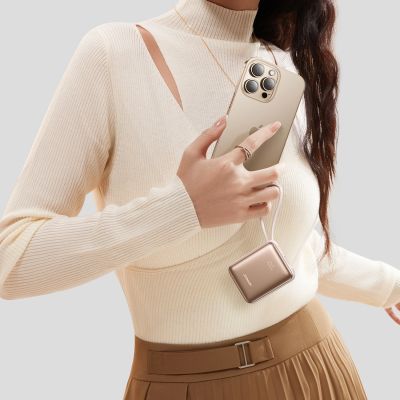 3. Joyroom JR-PBF27 22.5W 10000mAh Powerbank with Two Built-in Cables - Gold