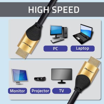 QOLTEC HDMI CABLE V2.1 ULTRA HIGH SPEED 8K | 60HZ | 30AWG | GOLD