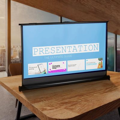 6. MACLEAN PORTABLE PROJECTION SCREEN, COMPACT, DESKTOP, 40", 16:9, MC-962