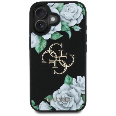 3. Guess Grained Roses Big 4G logo case for iPhone 16 - black