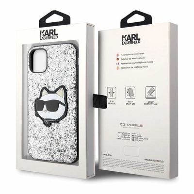 8. Karl Lagerfeld KLHCN61G2CPS iPhone 11 / Xr 6.1" silver/silver hardcase Glitter Choupette Patch