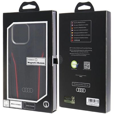 10. Audi Genuine Leather case with MagSafe for iPhone 15 Pro Max - black and red