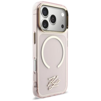 4. Karl Lagerfeld IML KL Script Logo MagSafe Case for iPhone 17 Pro Max - Pink