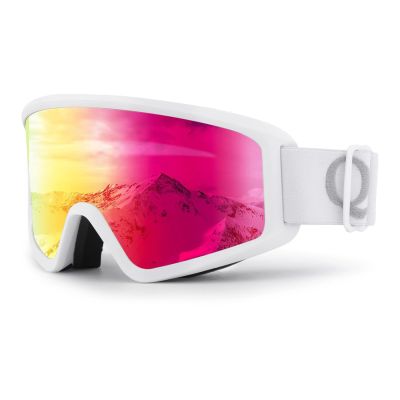 Qunature White Ski Goggles for Adults - White
