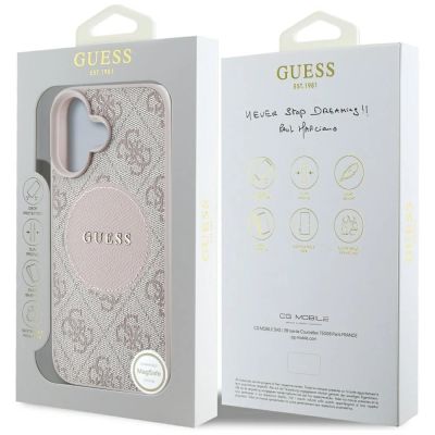 8. Guess 4G Circle Classic Logo MagSafe iPhone 16 Case - Pink