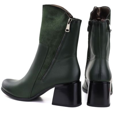 5. Women's green block heel ankle boots M.Daszyński SA269-1