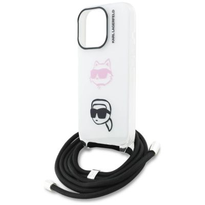 5. Karl Lagerfeld IML Crossbody Karl&Choupette Head Case for iPhone 16 Pro Max - White