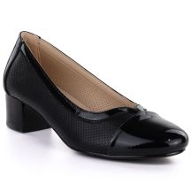 Women's openwork patent leather pumps, black, Vinceza 58631