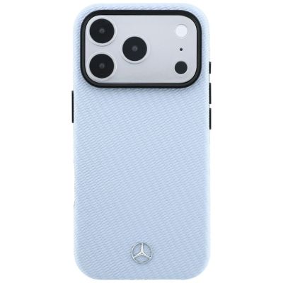 3. Mercedes Leather Semi Wrap Wood Effect MagSafe Case for iPhone 17 Pro Max / 18 Pro Max - Blue