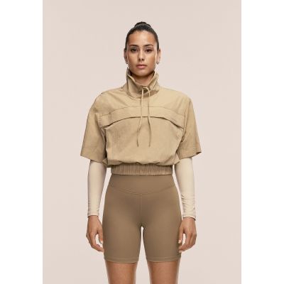 3. CASALL Women's Active Short Sleeve Track Jacket, Sand Color