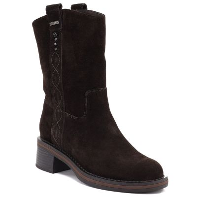 5. Women's leather ankle boots, cowboy boots, suede, chocolate, Big Star UU274607