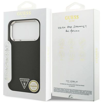 8. Guess Grained Triangle Logo MagSafe case for iPhone 17 Pro Max - black