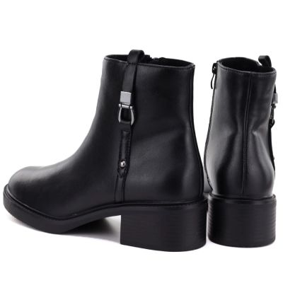 10. Black Sergio Leone women's leather block ankle boots