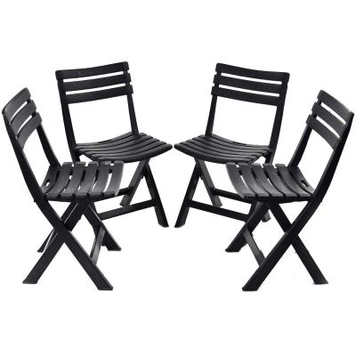 32. SET OF 4 FOLDABLE PLASTIC CATERING CHAIRS KOMODO ANTHRACITE
