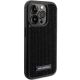 4. Karl Lagerfeld Rhinestone Logo Metal Plate case for iPhone 15 Pro Max - black