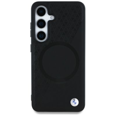 3. BMW Leather Half Textured MagSafe Case for Samsung Galaxy S25 - Black