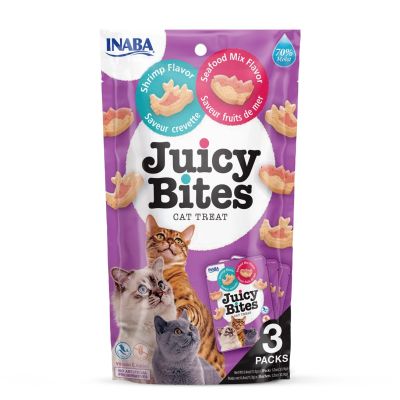 INABA Juicy Bites Shrimp and Seafood Flavored - Cat Treat - 3x11.3 g