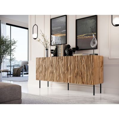 3. JUNGLE chest of drawers 152x40.5x74.5 wotan oak + black legs