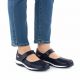 5. Women's leather openwork shoes with Velcro, navy blue Jezzi 9763