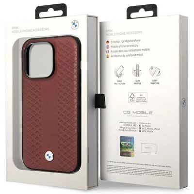 8. Case BMW BMHMP14L22RFGR iPhone 14 Pro 6.1" Burgundy/burgundy Leather Diamond Pattern MagSafe