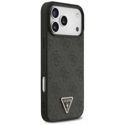 4. Guess Leather 4G Triangle Strass MagSafe Case for iPhone 17 Pro Max / 18 Pro Max - Black