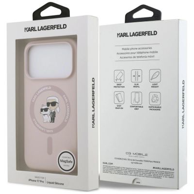 8. Karl Lagerfeld Silicone Karl&Choupette Ring MagSafe Case for iPhone 18 Pro / 17 Pro – Black
