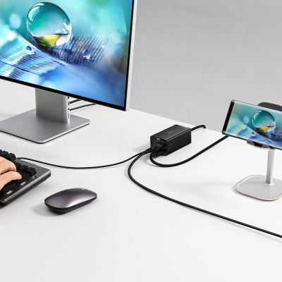 10. Baseus fast charger GaN5 Pro HUB HDMI 2 x USB-C / USB-A / HDMI 4K 30Hz 1.5m black + USB-C cable - USB-C 100W 40Gb/s (USB4) 1m (CCGP110201)