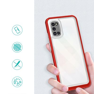 2. Clear 3in1 case for Samsung Galaxy A03s (166) frame gel cover red